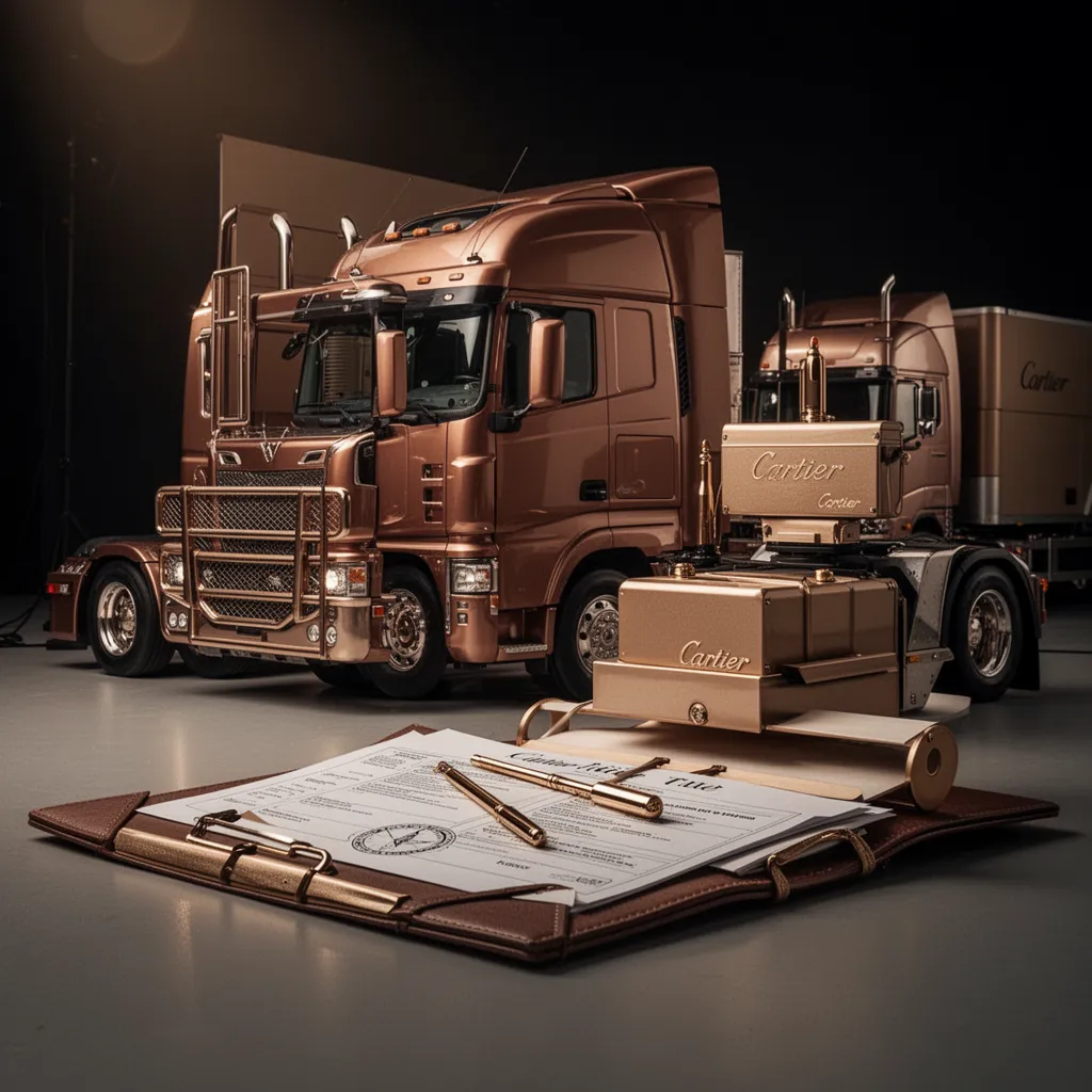 Camion poids lourd garé dans une cour de centre de formation avec des cônes de signalisation au sol