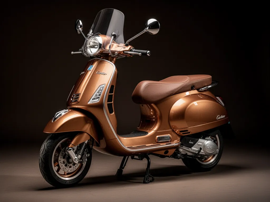 Scooter garé devant un bureau de poste avec des documents administratifs posés sur la selle