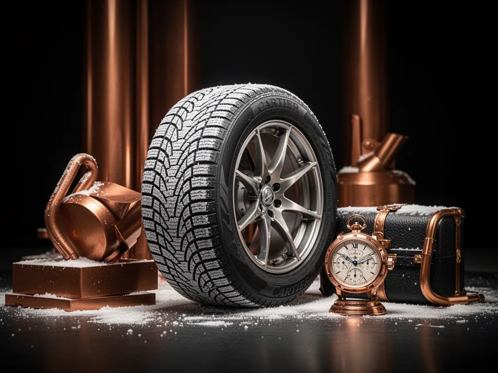 Voiture équipée de pneus hiver roulant sur une route enneigée bordée de sapins en Allemagne